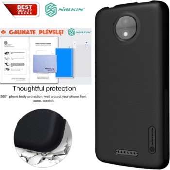 Juodas Frosted shield serijos dėklas + plėvelė Nillkin (MOTO C)